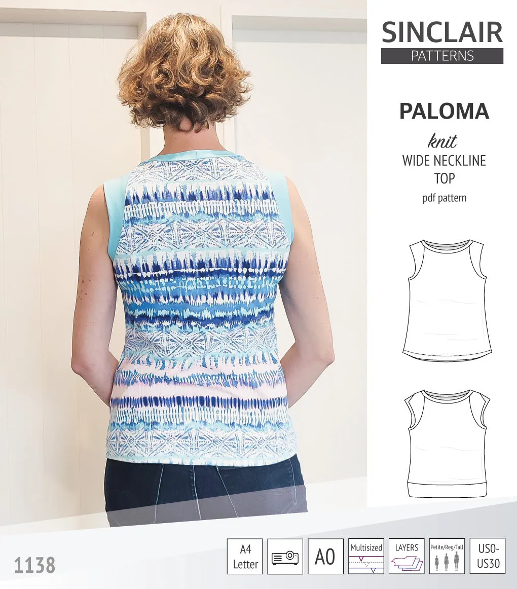 Paloma knit wide neckline tank top (PDF)