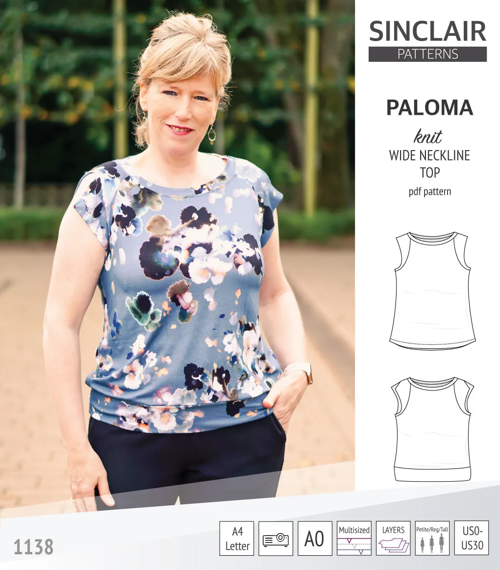 Paloma knit wide neckline tank top (PDF)