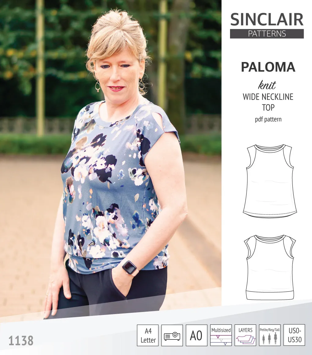 Paloma knit wide neckline tank top (PDF)