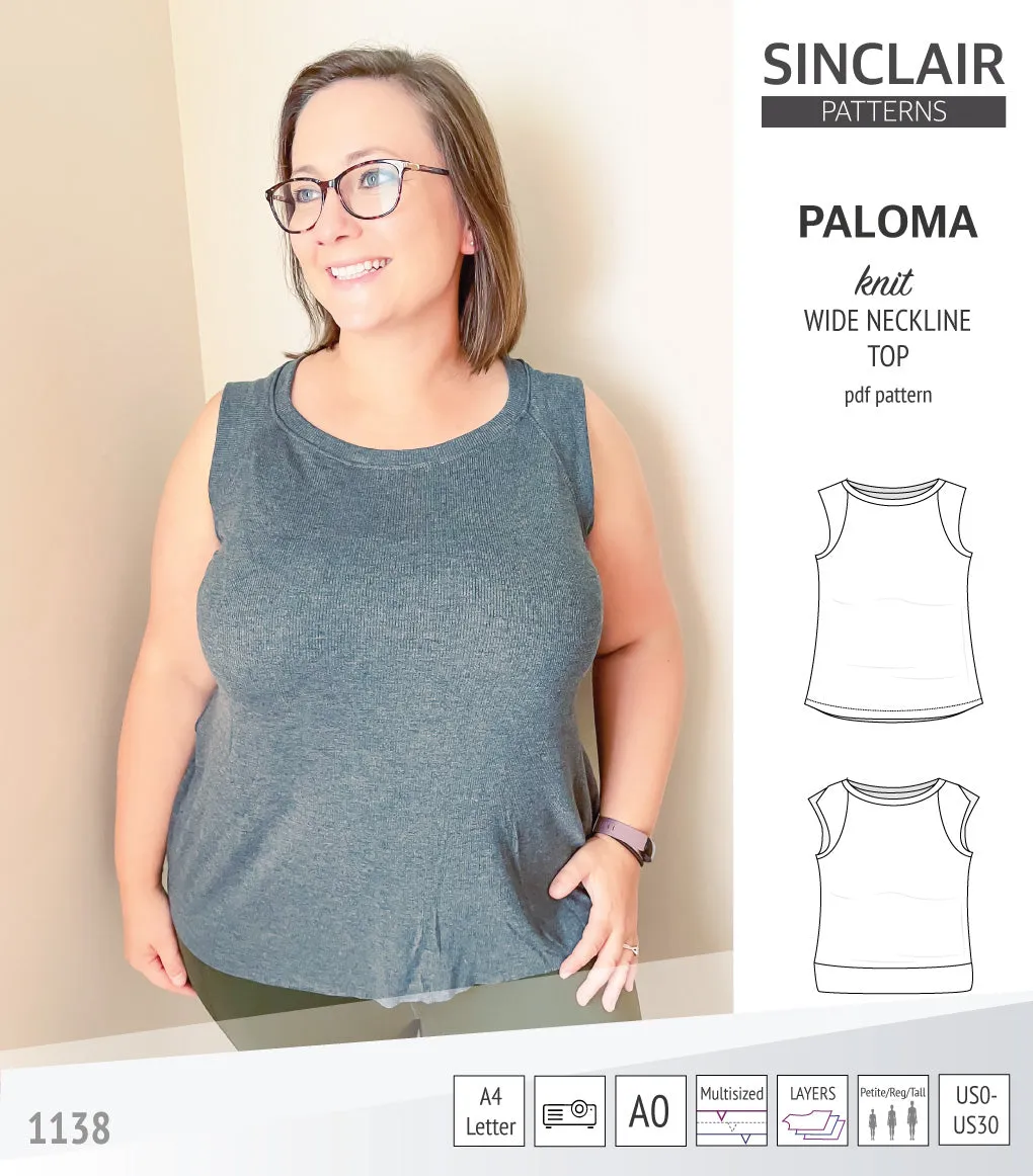 Paloma knit wide neckline tank top (PDF)