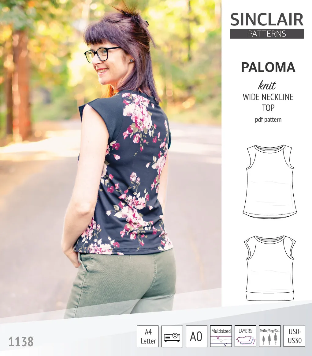 Paloma knit wide neckline tank top (PDF)