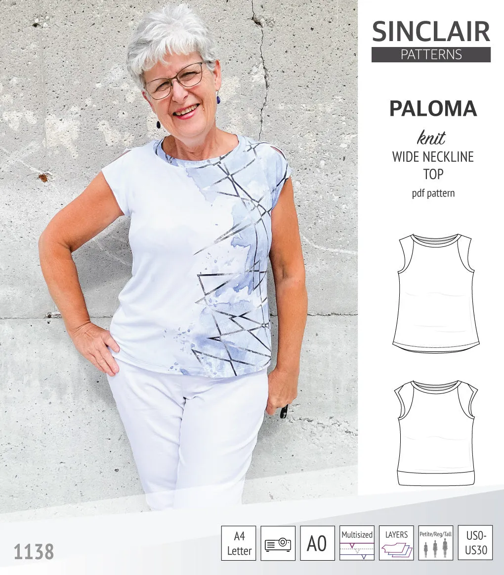 Paloma knit wide neckline tank top (PDF)