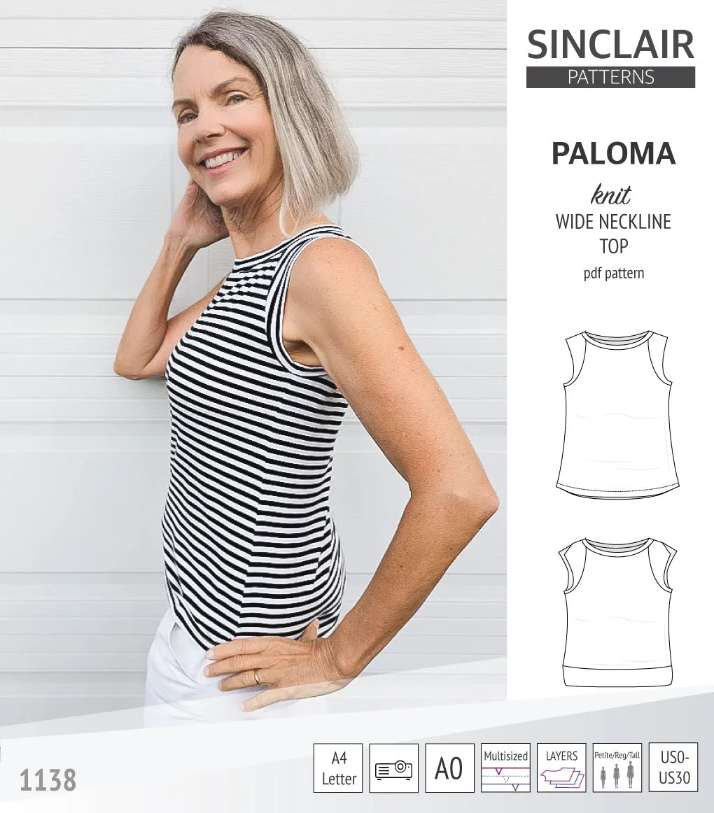 Paloma knit wide neckline tank top (PDF)