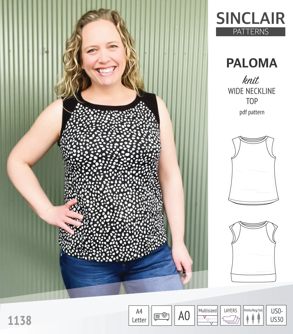 Paloma knit wide neckline tank top (PDF)