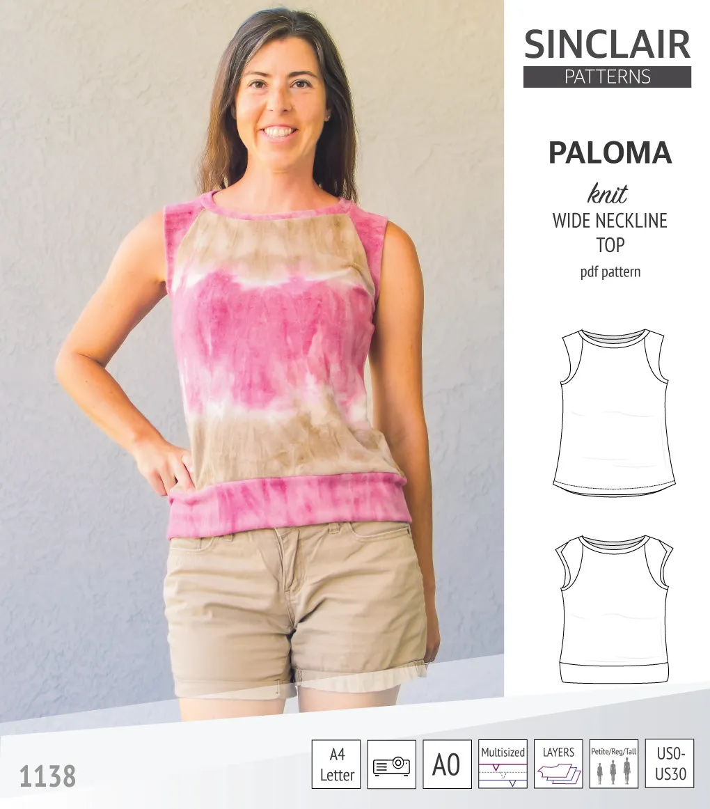 Paloma knit wide neckline tank top (PDF)