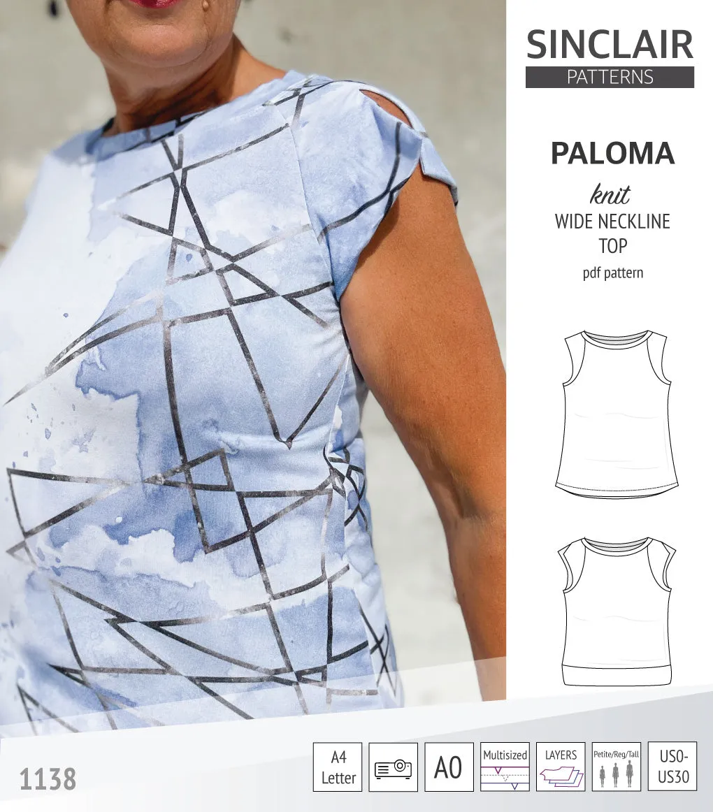 Paloma knit wide neckline tank top (PDF)