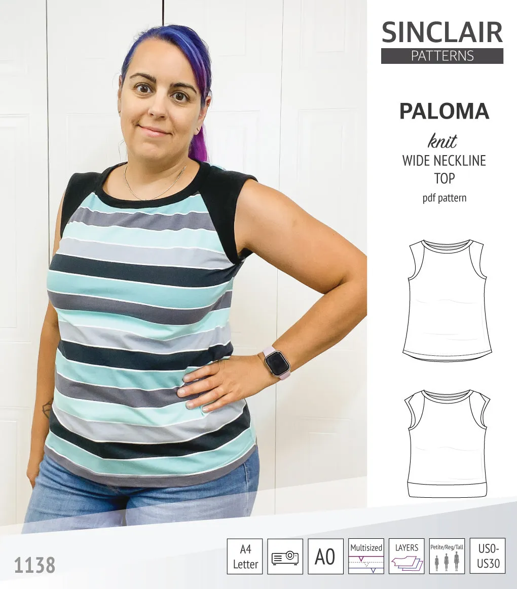 Paloma knit wide neckline tank top (PDF)