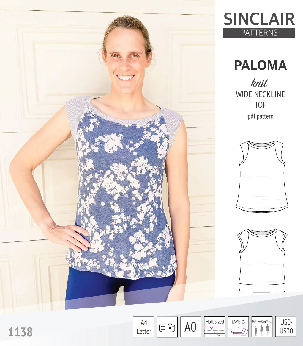 Paloma knit wide neckline tank top (PDF)