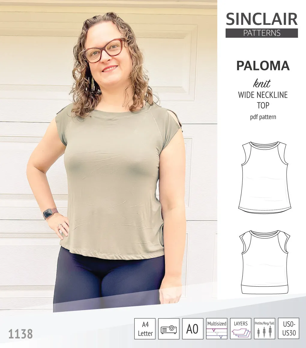 Paloma knit wide neckline tank top (PDF)