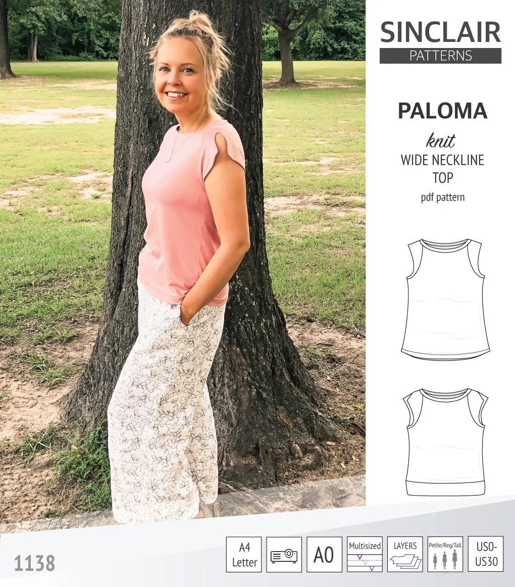 Paloma knit wide neckline tank top (PDF)
