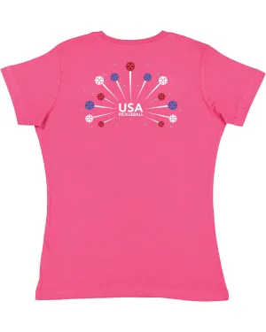 Patriotic Ladies Vintage Pickleball T-Shirt