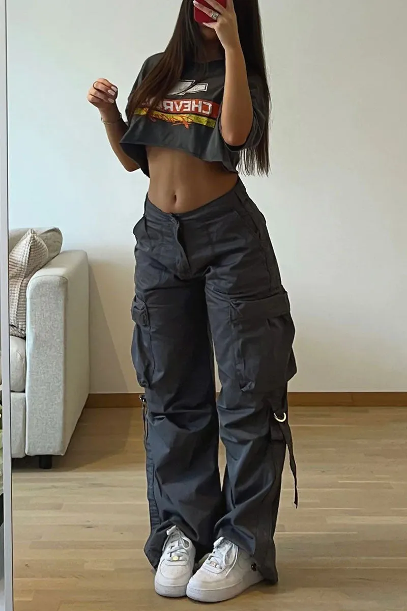 PG680 Loose Fit Cargo Wide Leg Pants