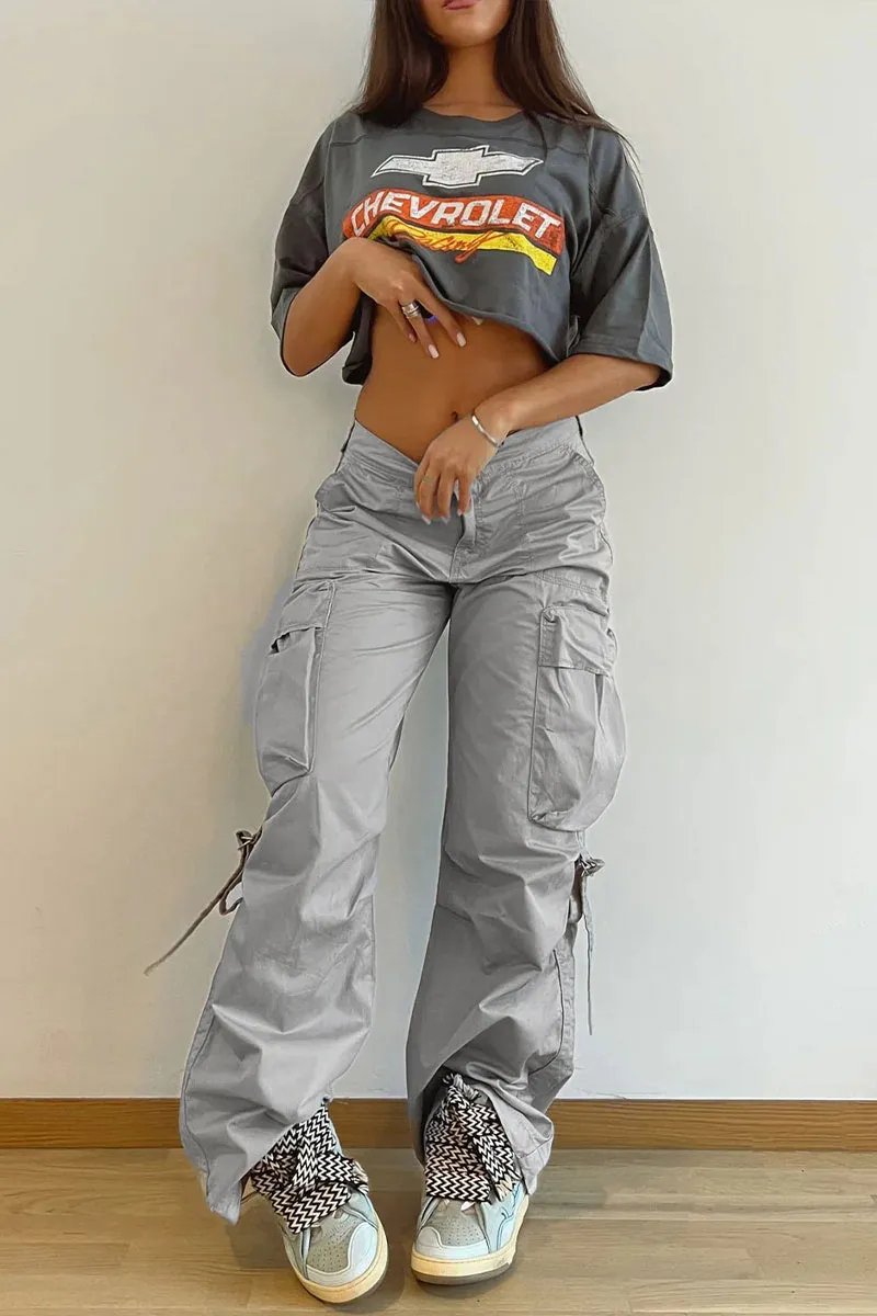 PG680 Loose Fit Cargo Wide Leg Pants