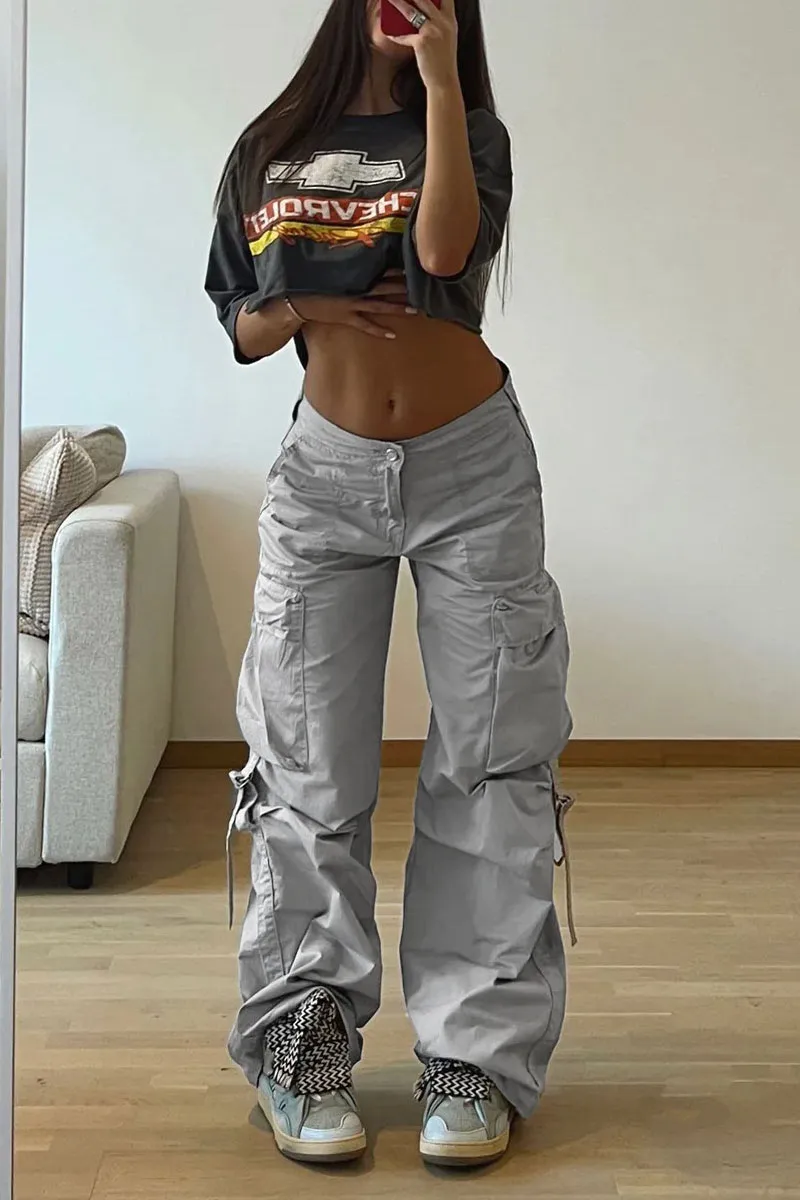 PG680 Loose Fit Cargo Wide Leg Pants