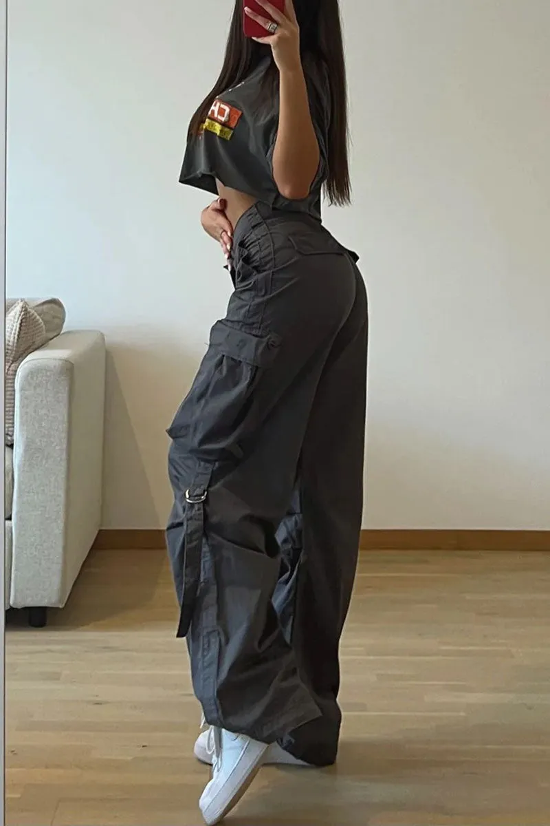PG680 Loose Fit Cargo Wide Leg Pants