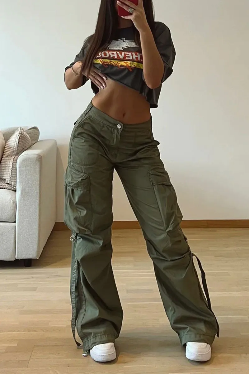 PG680 Loose Fit Cargo Wide Leg Pants