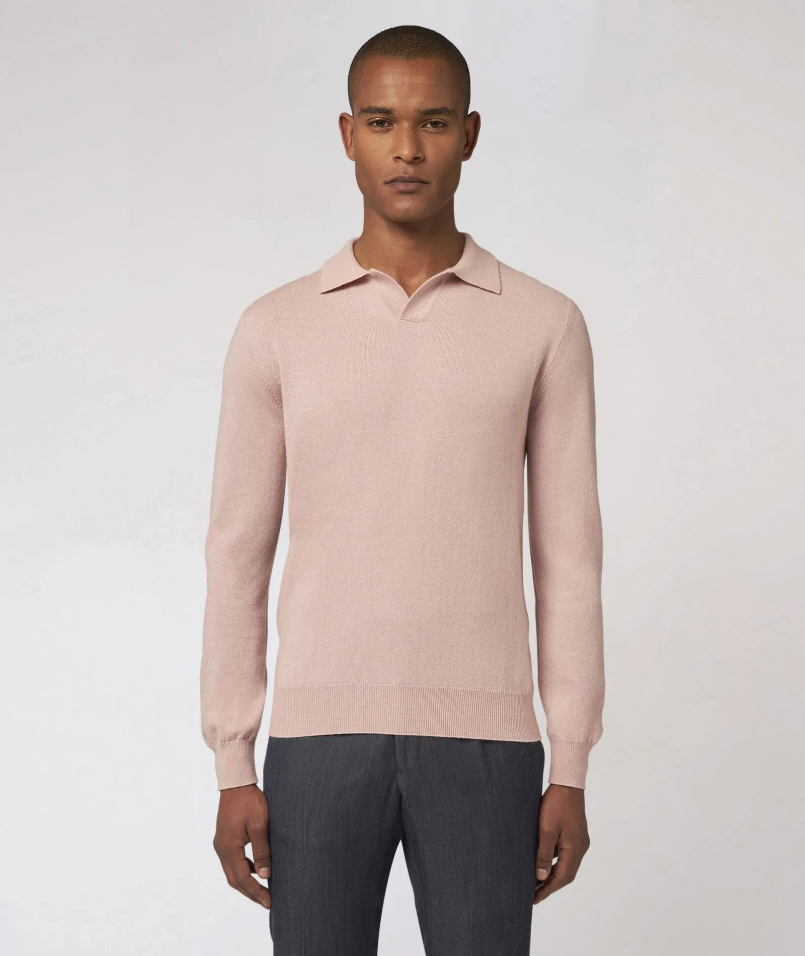 Pink cashmere polo neck sweater
