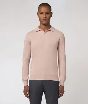 Pink cashmere polo neck sweater