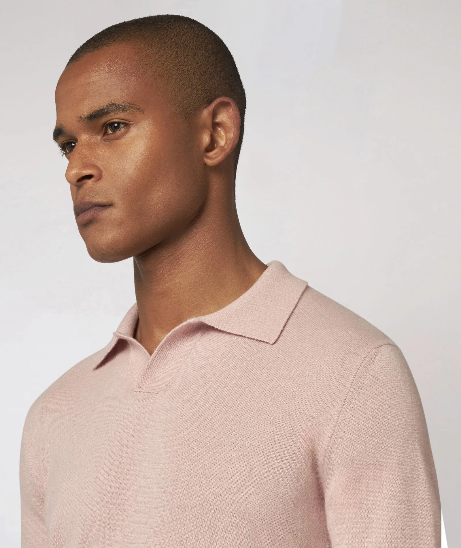 Pink cashmere polo neck sweater