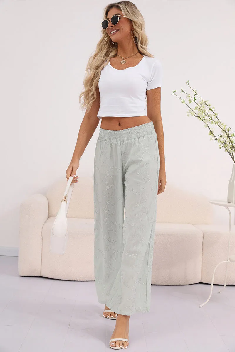 PNY40101 Ruched Embroidered Square Pants
