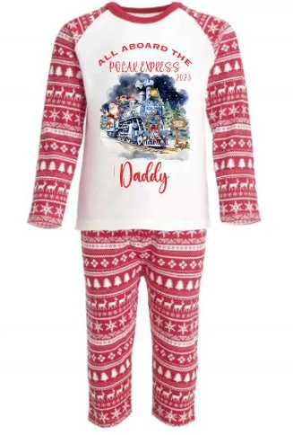 Polar Express 2 Personalised Red Christmas Print Pyjamas