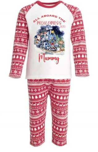 Polar Express 2 Personalised Red Christmas Print Pyjamas