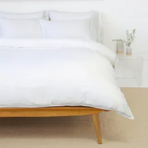 Pom Pom at Home Parker White Bamboo Sateen Duvet Cover Set ~ Available in Twin, Queen and King Sizes