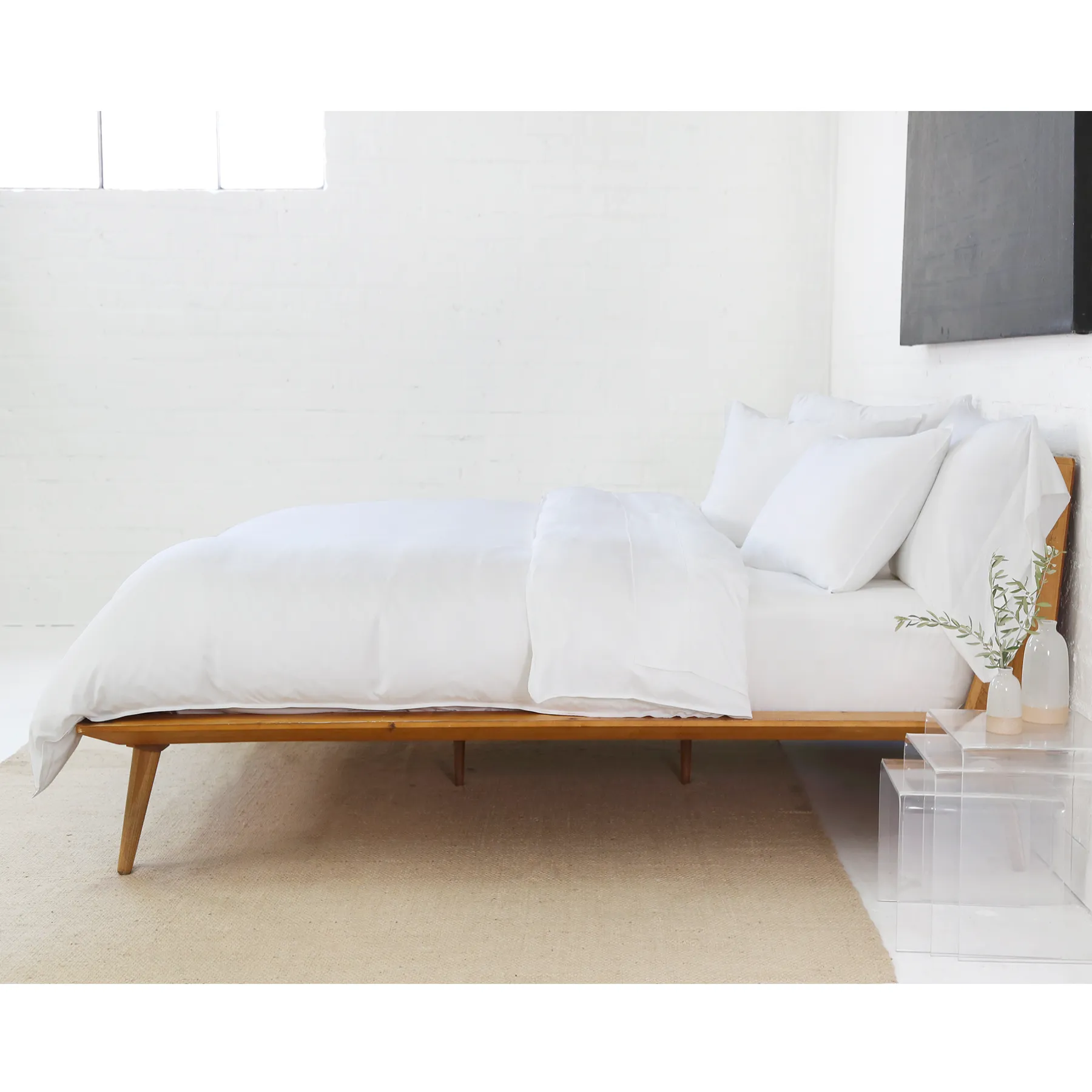 Pom Pom at Home Parker White Bamboo Sateen Duvet Cover Set ~ Available in Twin, Queen and King Sizes