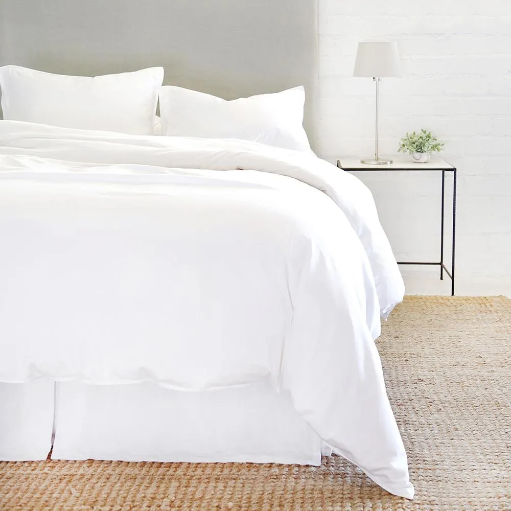 Pom Pom at Home Parker White Bamboo Sateen Duvet Cover Set ~ Available in Twin, Queen and King Sizes