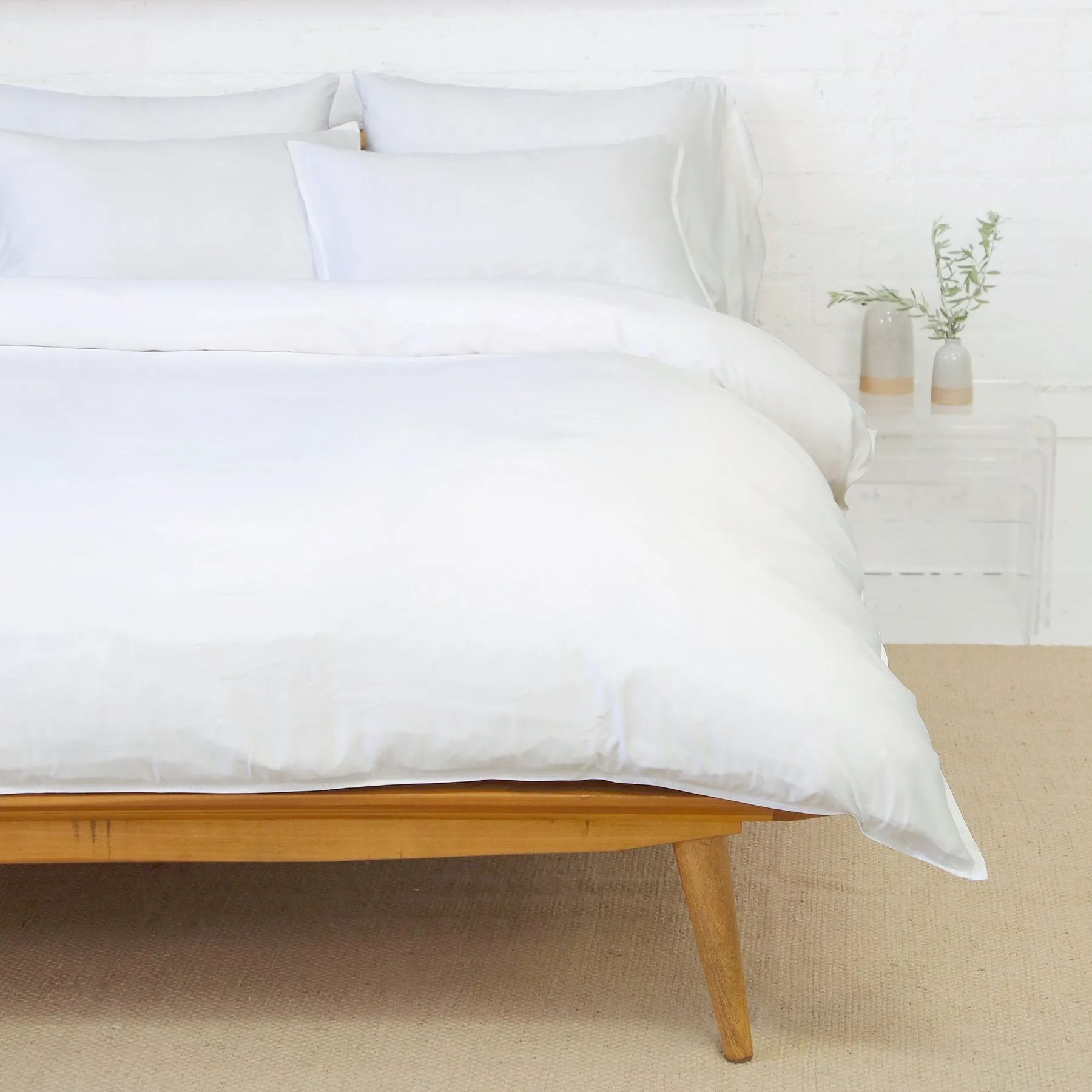 Pom Pom at Home Parker White Bamboo Sateen Duvet Cover Set ~ Available in Twin, Queen and King Sizes