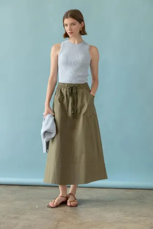 Poplin Maxi Skirt in Kelp