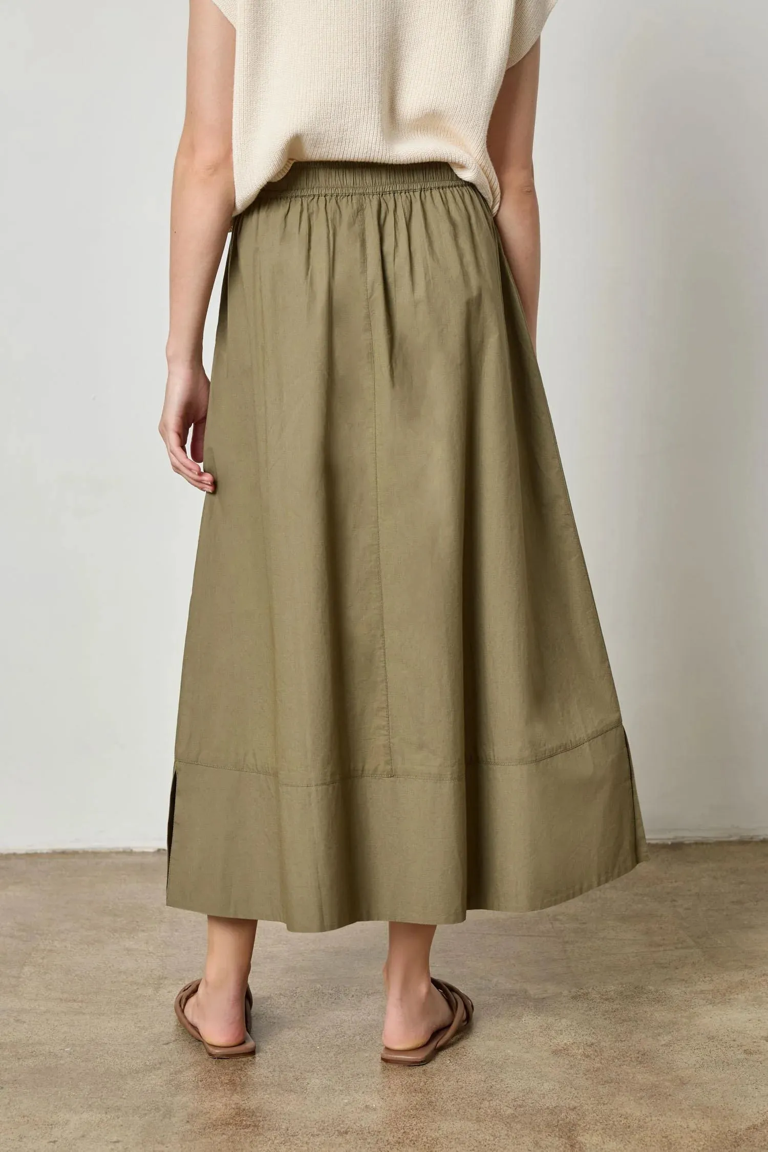 Poplin Maxi Skirt in Kelp