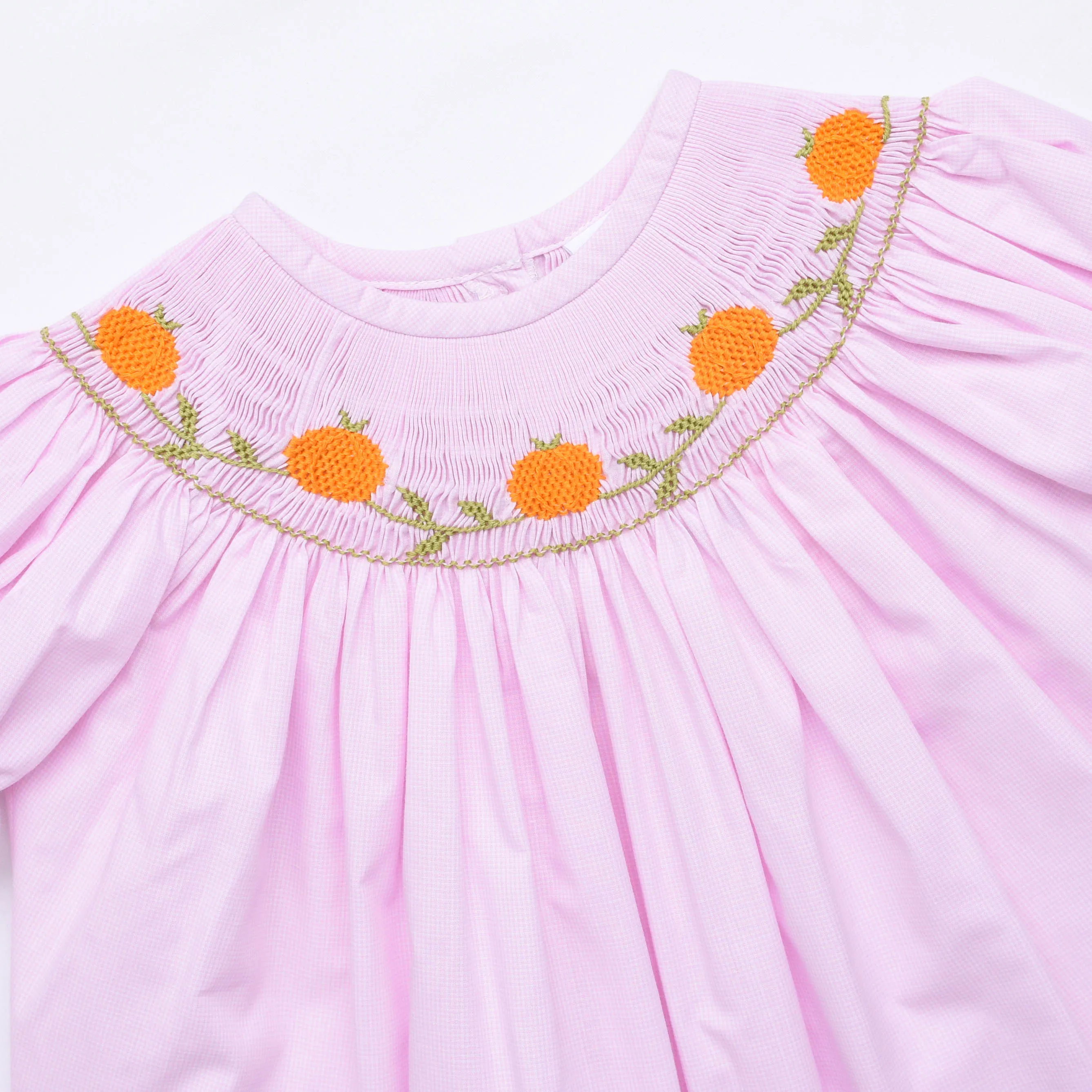 Pretty Pretty Pumpkin Smocked Bishop Dress, Pink