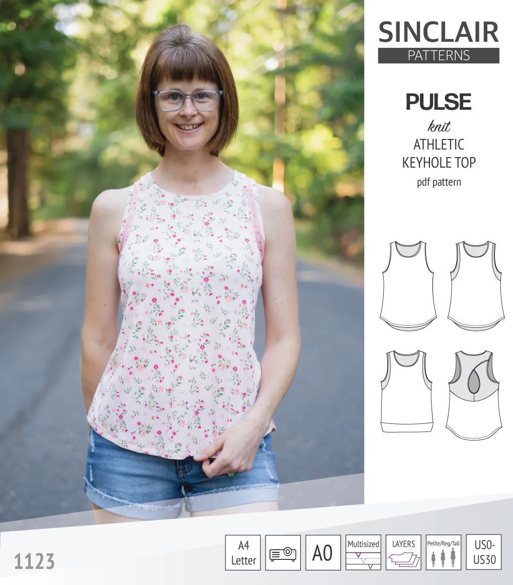 Pulse athletic knit tank top with a keyhole accent (PDF)