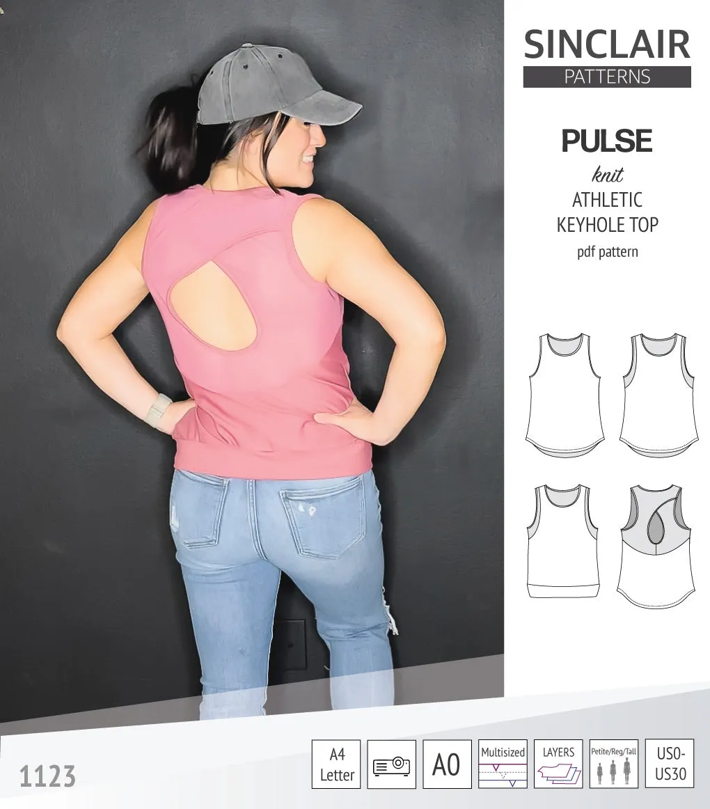 Pulse athletic knit tank top with a keyhole accent (PDF)