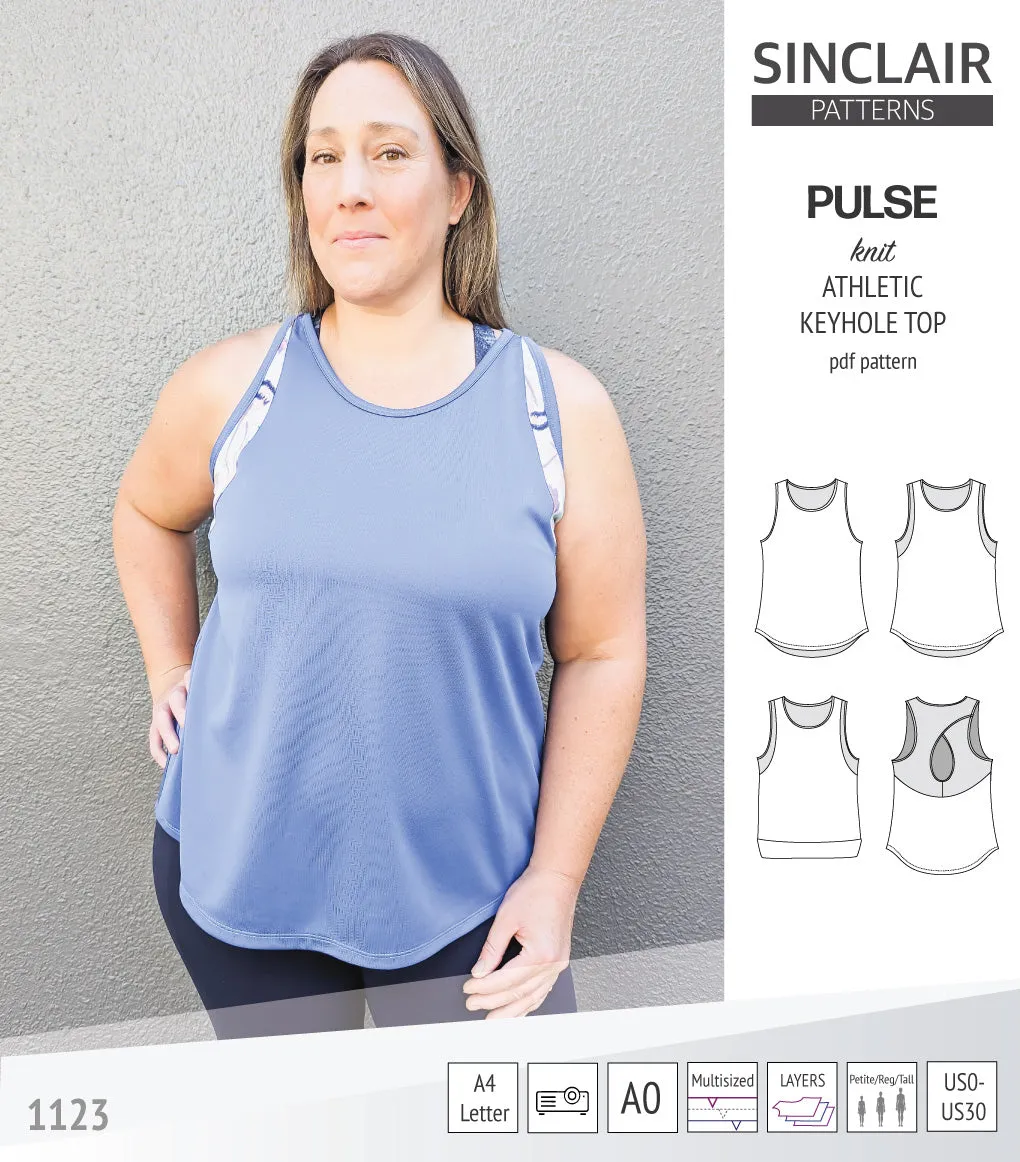 Pulse athletic knit tank top with a keyhole accent (PDF)