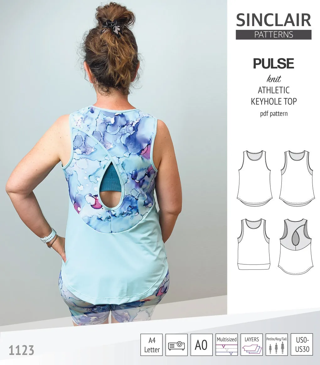 Pulse athletic knit tank top with a keyhole accent (PDF)