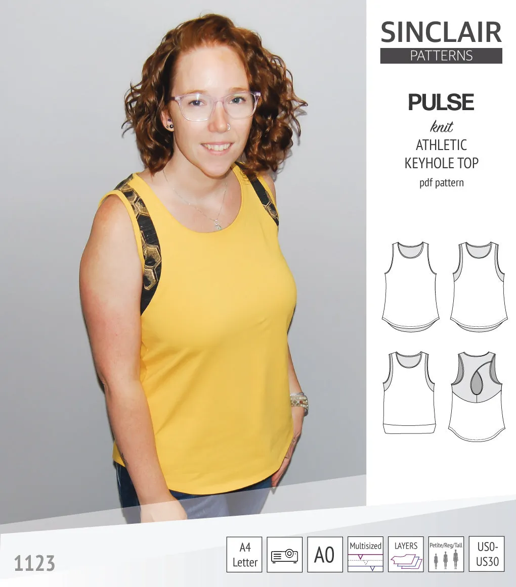 Pulse athletic knit tank top with a keyhole accent (PDF)