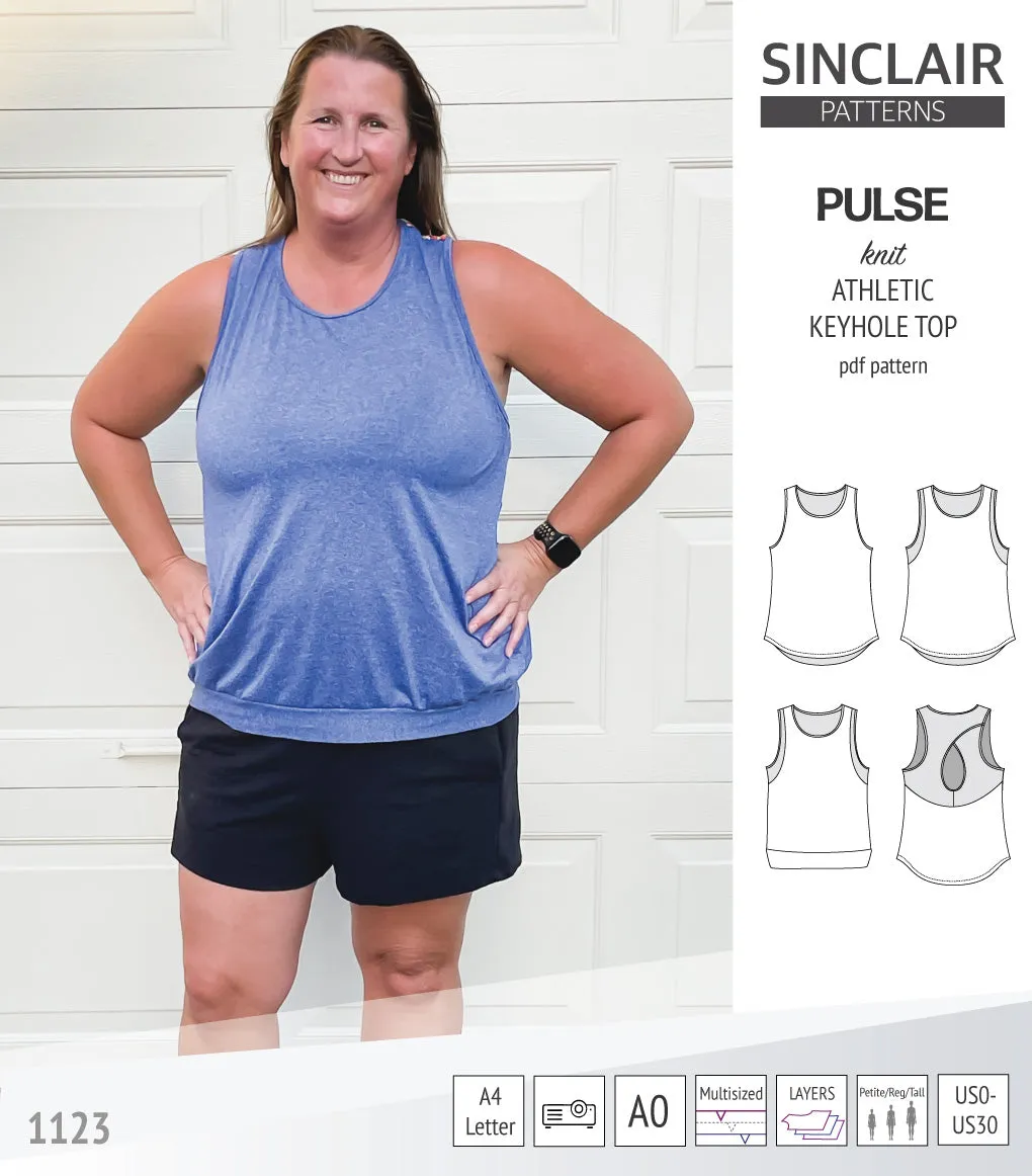 Pulse athletic knit tank top with a keyhole accent (PDF)