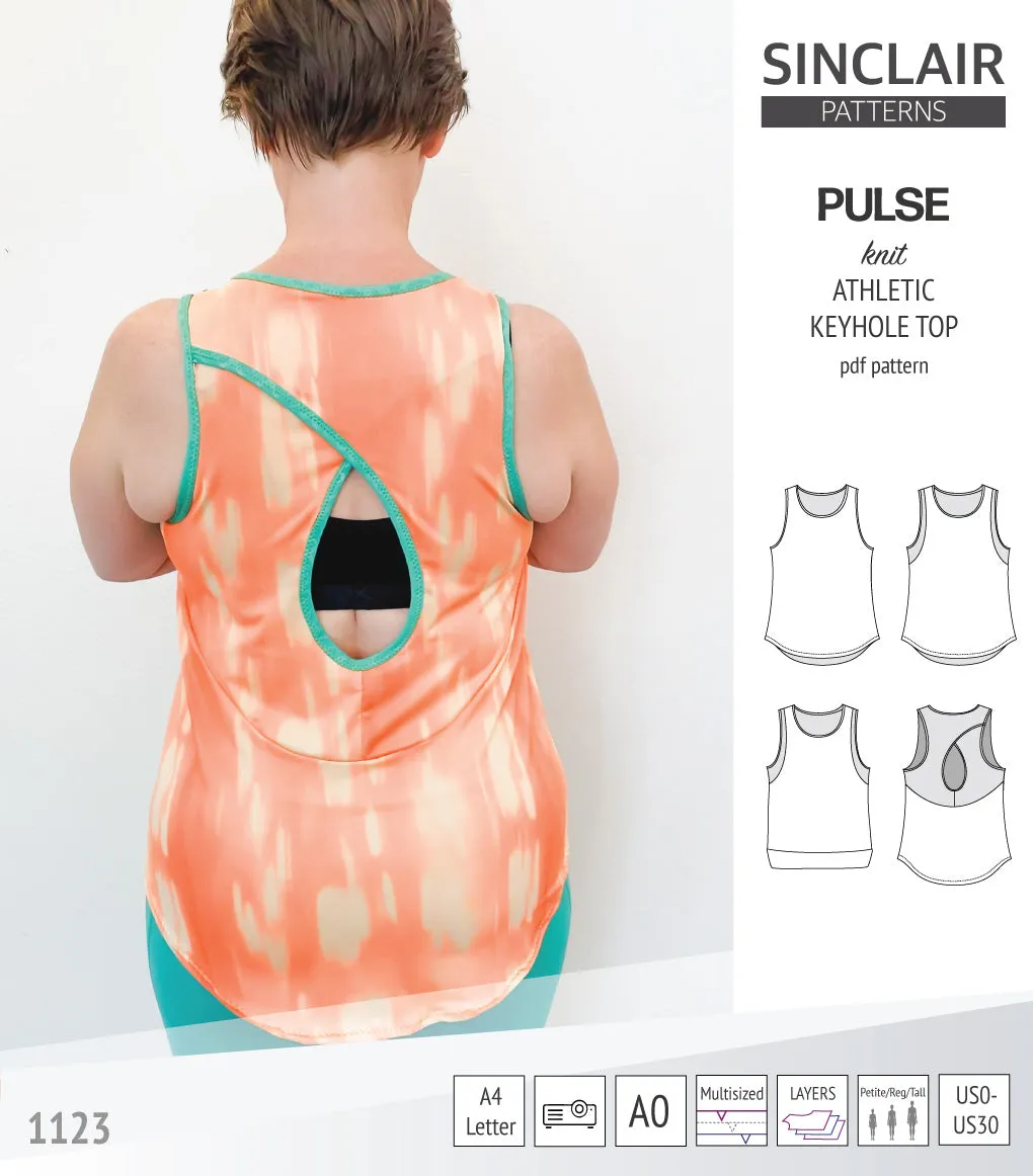 Pulse athletic knit tank top with a keyhole accent (PDF)