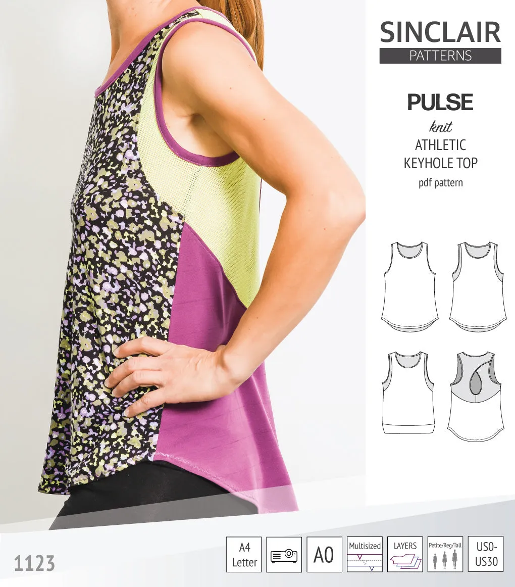 Pulse athletic knit tank top with a keyhole accent (PDF)