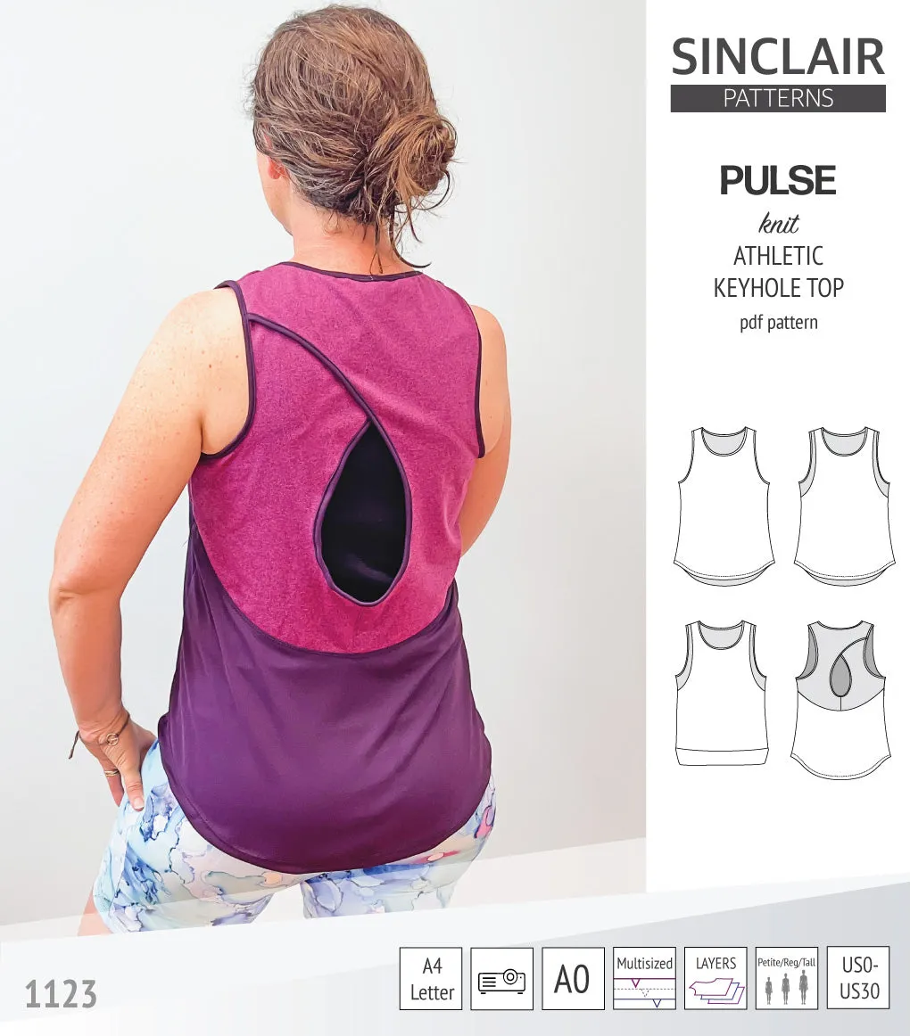 Pulse athletic knit tank top with a keyhole accent (PDF)