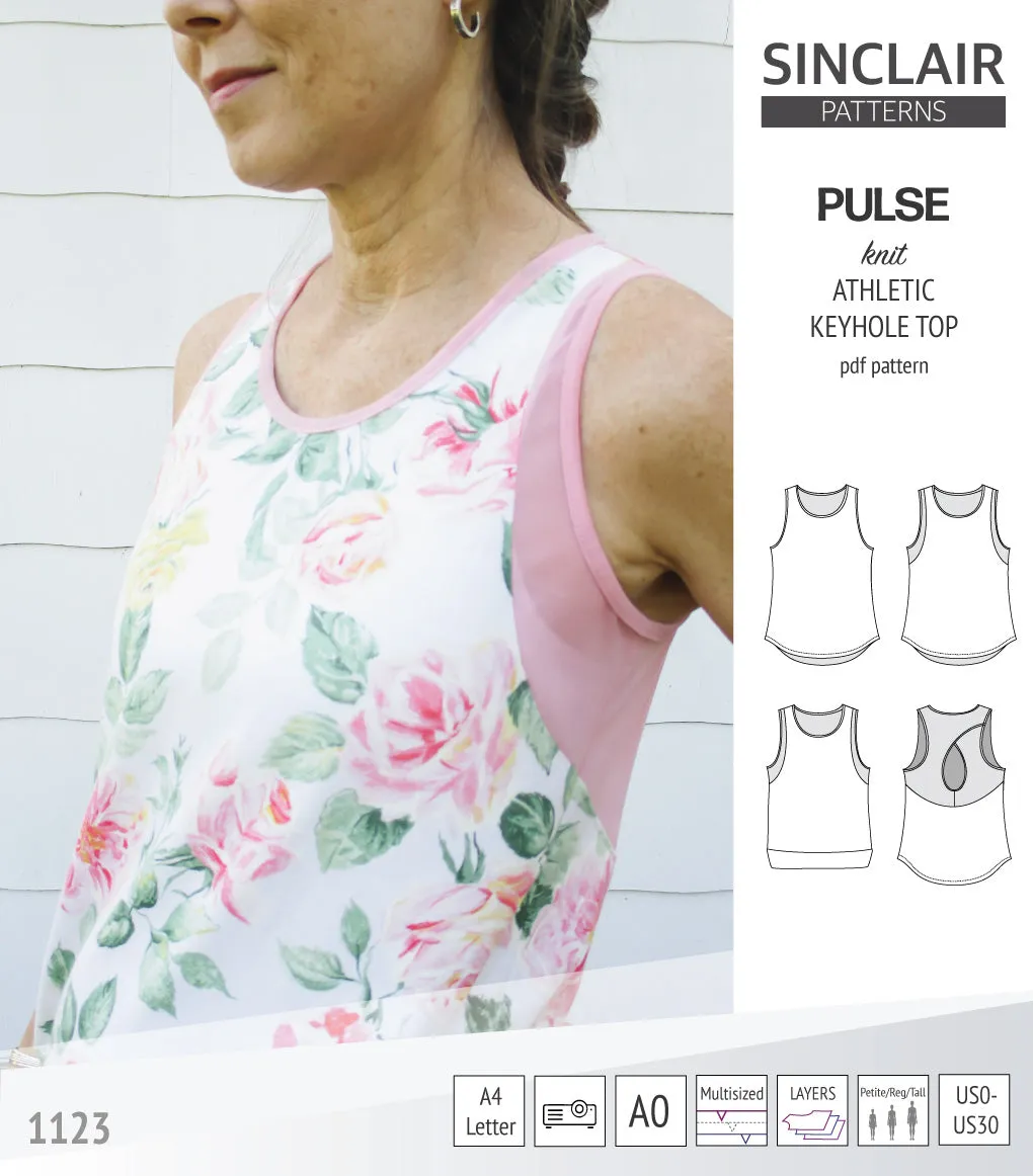 Pulse athletic knit tank top with a keyhole accent (PDF)