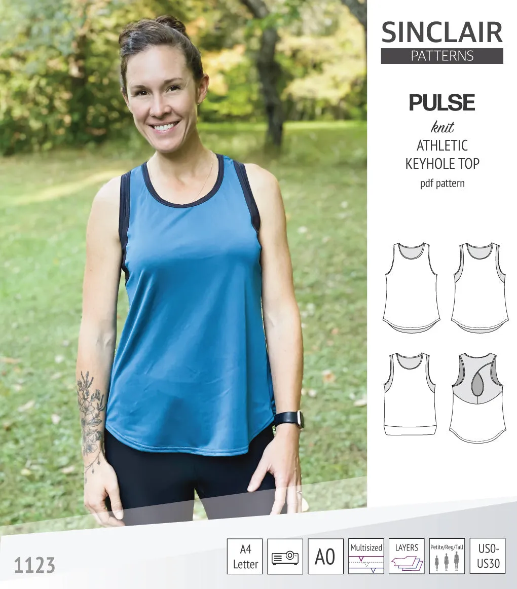 Pulse athletic knit tank top with a keyhole accent (PDF)