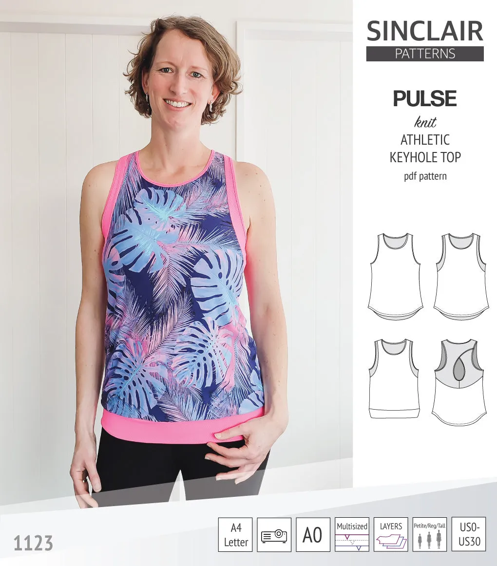 Pulse athletic knit tank top with a keyhole accent (PDF)
