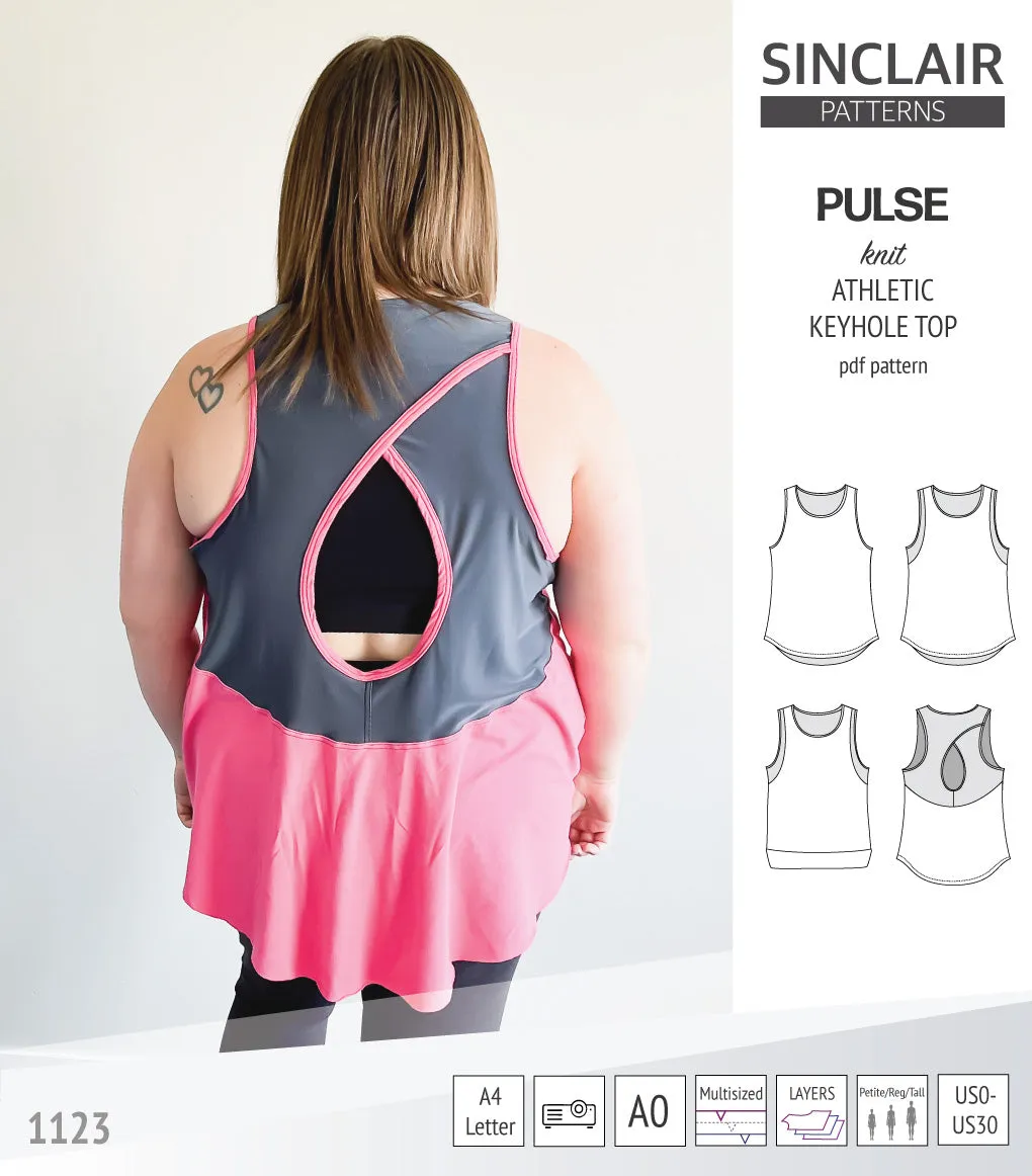 Pulse athletic knit tank top with a keyhole accent (PDF)