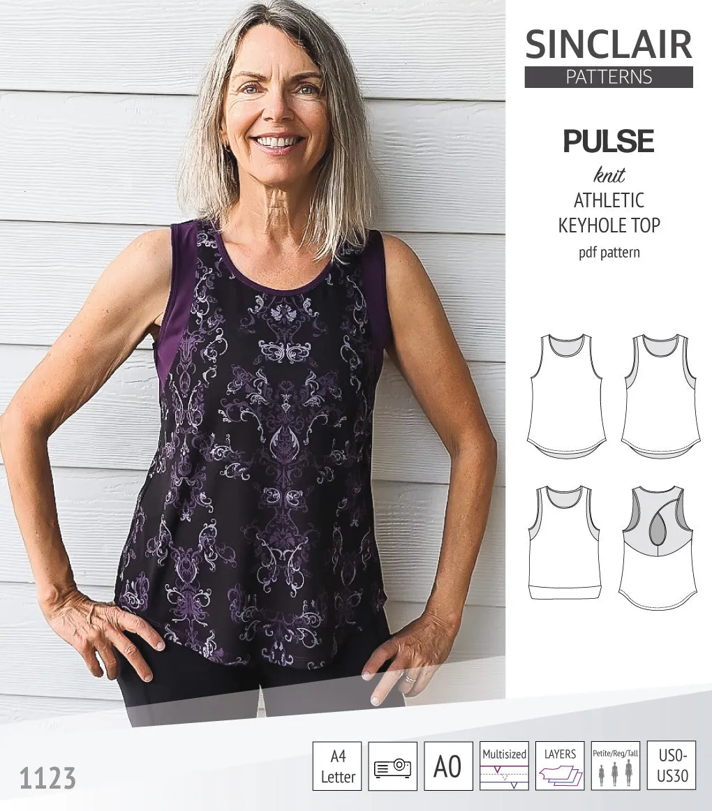 Pulse athletic knit tank top with a keyhole accent (PDF)