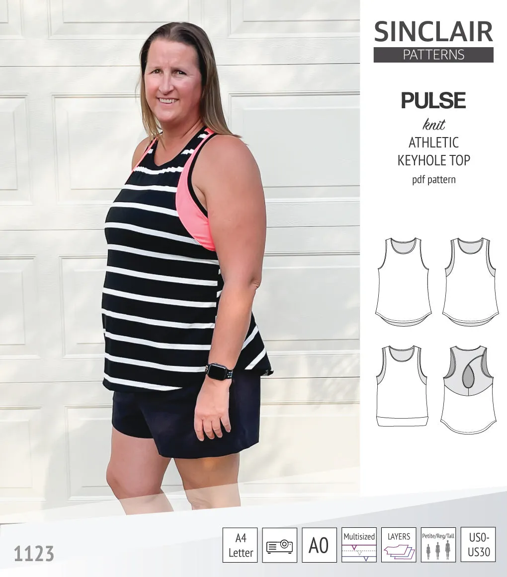 Pulse athletic knit tank top with a keyhole accent (PDF)