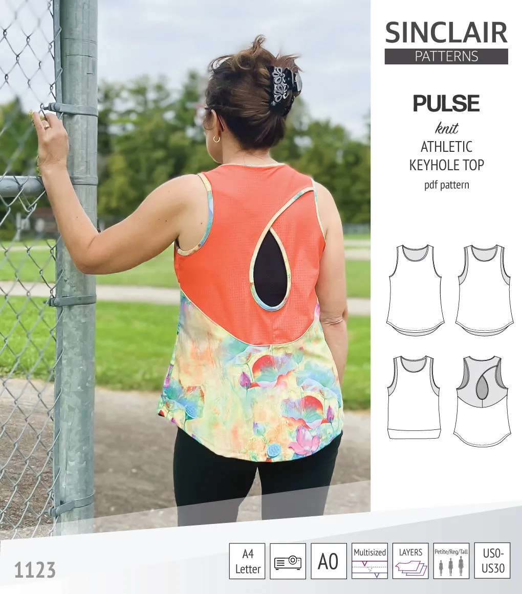 Pulse athletic knit tank top with a keyhole accent (PDF)