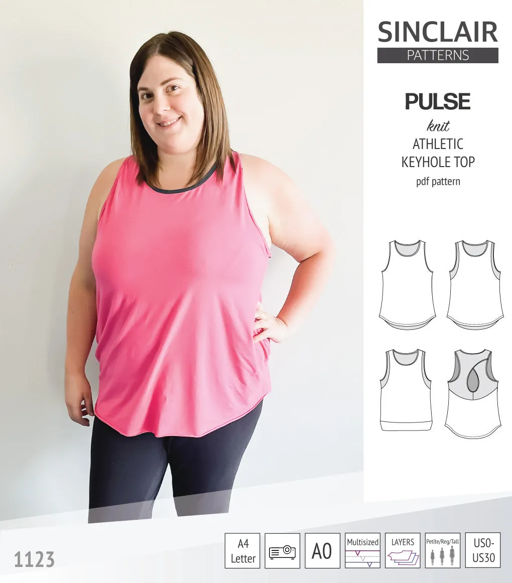 Pulse athletic knit tank top with a keyhole accent (PDF)
